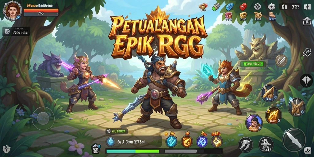 Tampilan permainan RPG yang mengesankan dan petualangan seru.