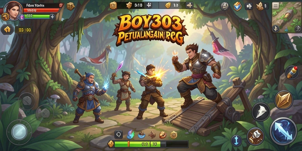 Tangkapan layar gameplay BOY303 yang menunjukkan pertempuran seru dan karakter yang dinamis.