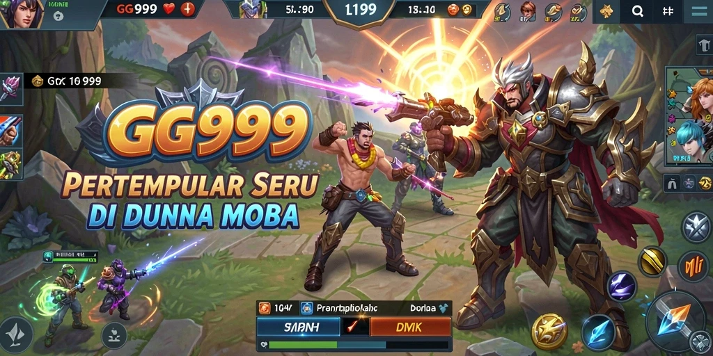 Gameplay menegangkan dalam pertarungan MOBA yang intens.