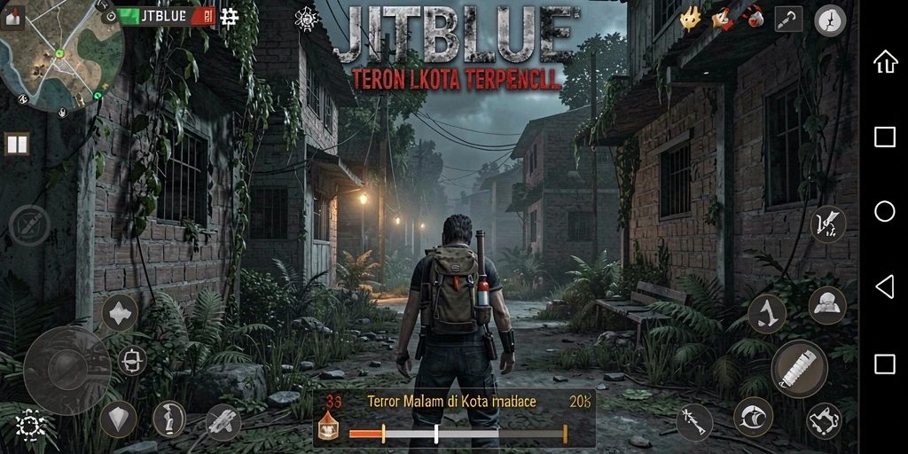 Screenshot gameplay JTBLUE menunjukkan momen-momen menakutkan yang mendebarkan.