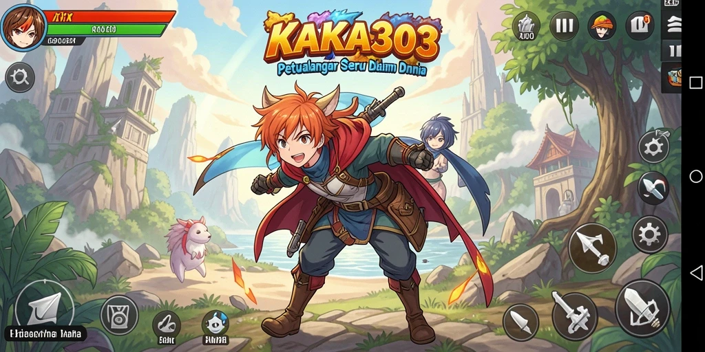 Tangkapan layar utama KAKA303 menampilkan pertarungan karakter anime yang dinamis.