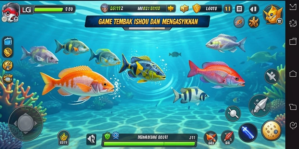 Tampilan gameplay seru LG111 yang menampilkan aksi menembak ikan.