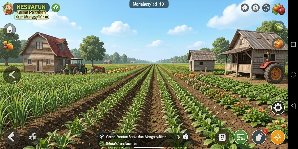 Screenshot gameplay NESIAFUN menampilkan aktivitas pertanian yang seru.