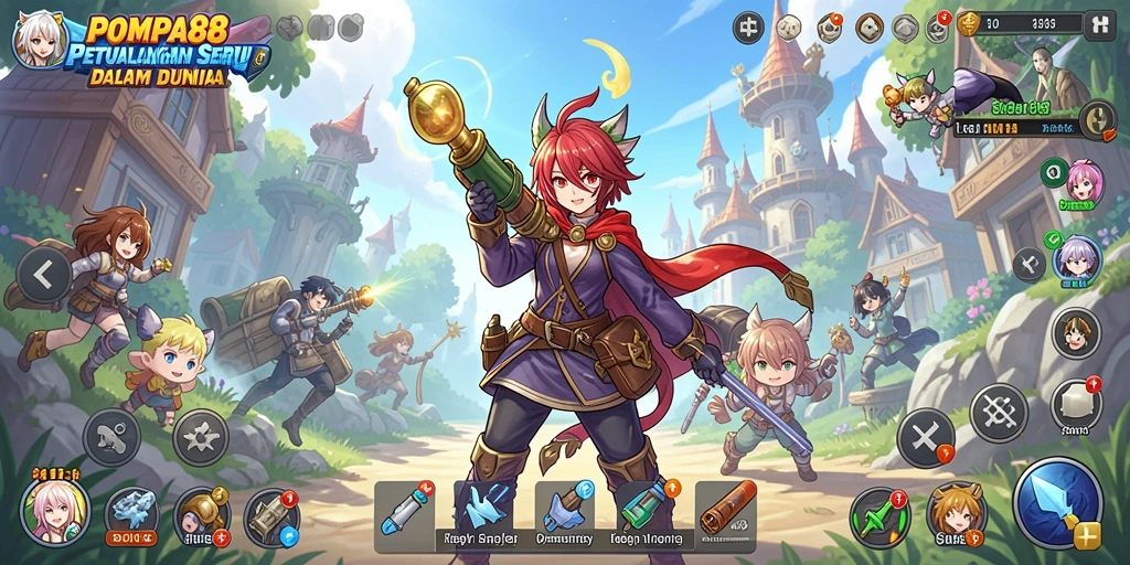 Tampilan gameplay POMPA88 yang penuh aksi dalam dunia anime.