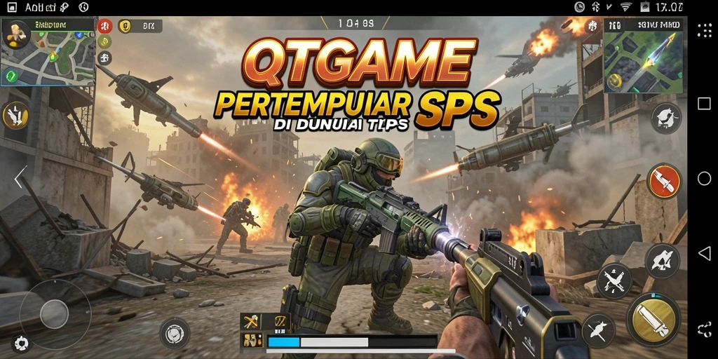 Screenshot menampilkan aksi pertempuran intens dalam QTGAME.