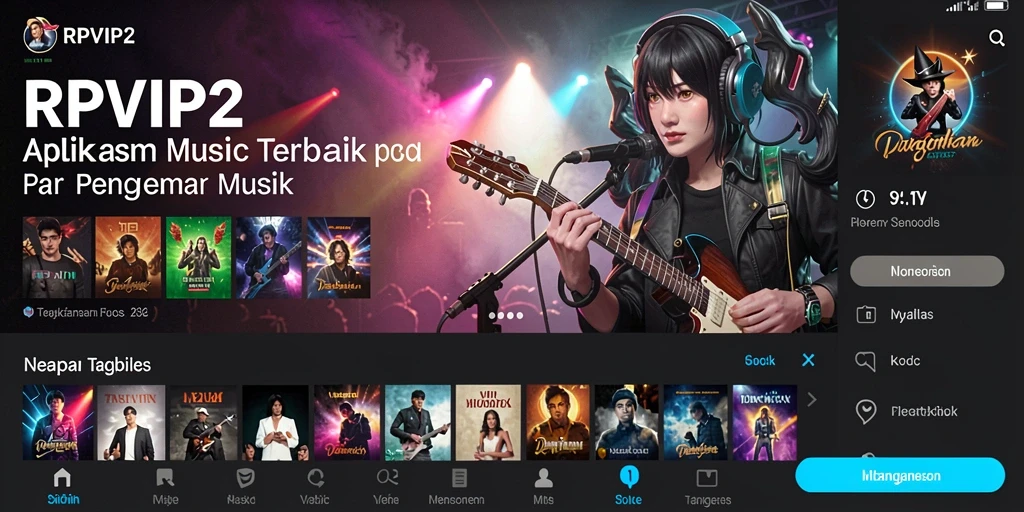 Tampilan gameplay RPVIP2 dengan berbagai genre musik.