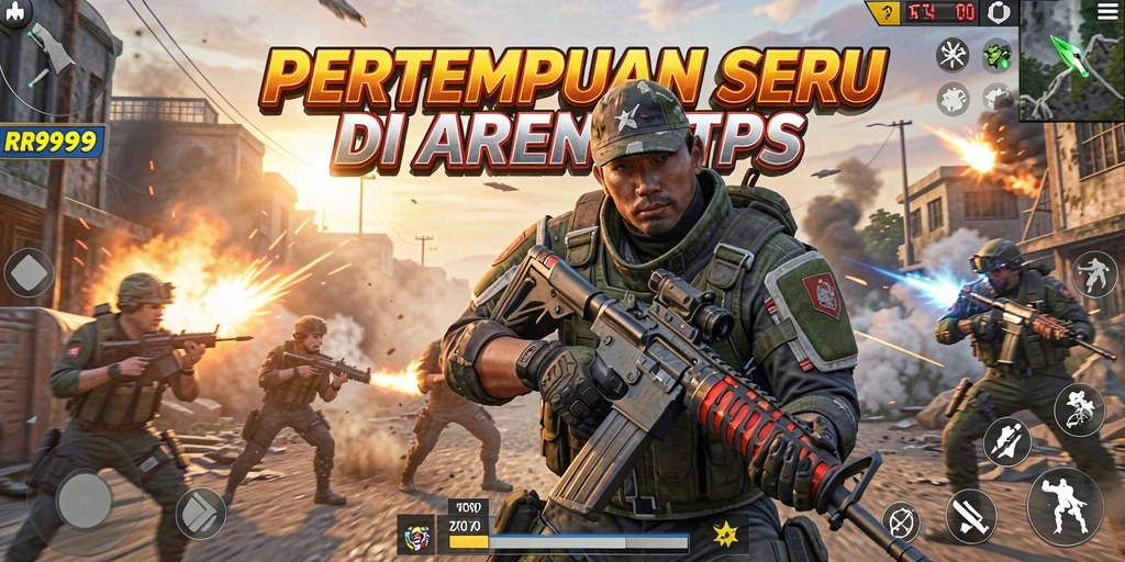 Tampilan penuh aksi dari gameplay TPS di RR999.