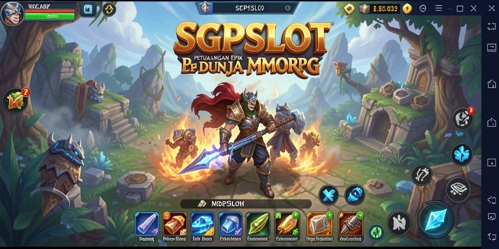 Screenshot gameplay SGPSLOT yang menampilkan pertempuran epik antar pemain di dunia MMORPG.