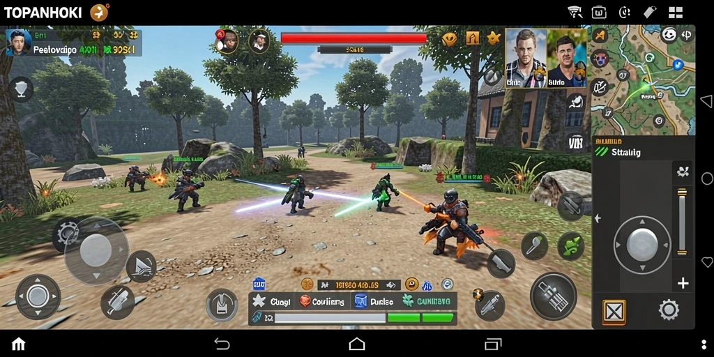 Gameplay strategis <strong>TOPANHOKI</strong> dengan pertempuran seru.