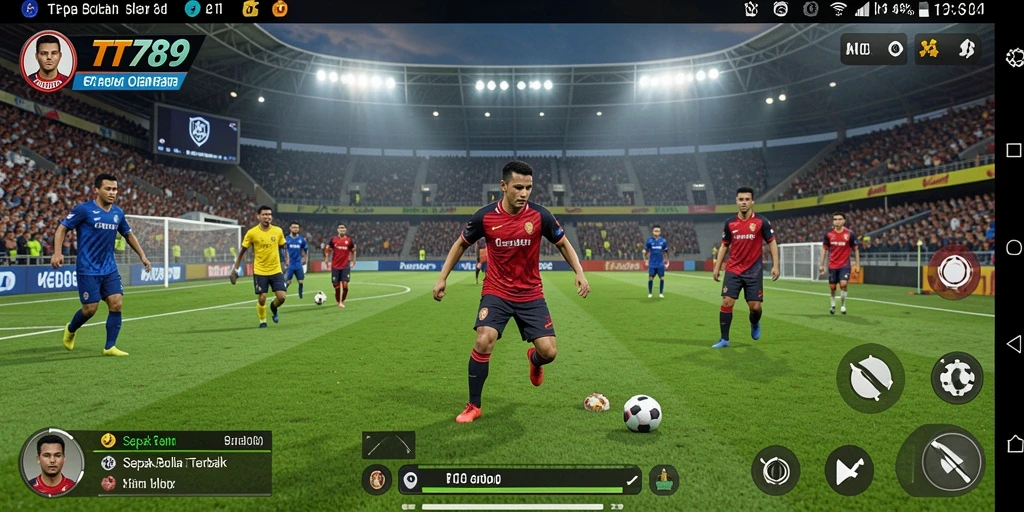 Tampilan gameplay <strong>TT789</strong> yang menampilkan pergerakan para pemain di lapangan sepak bola.